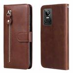 For OPPO Realme GT Neo3 Calf Texture Zipper Leather Phone Case(Brown)