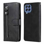 For Samsung Galaxy M33 5G Global Calf Texture Zipper Leather Phone Case(Black)