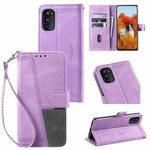 For Motorola Moto G52 Splicing Leather Phone Case(Purple)