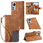 For Xiaomi 12 Lite Splicing Leather Phone Case(Brown)