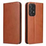 For Samsung Galaxy A53 5G Fierre Shann PU Genuine Leather Texture Leather Phone Case(Brown)