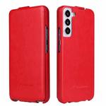 For Samsung Galaxy S22 5G Fierre Shann 64 Texture Vertical Flip PU Leather Phone Case(Red)