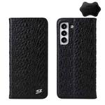 For Samsung Galaxy S22 5G Fierre Shann Crocodile Texture Magnetic Genuine Leather Phone Case(Black)