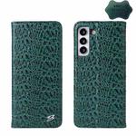 For Samsung Galaxy S22 5G Fierre Shann Crocodile Texture Magnetic Genuine Leather Phone Case(Green)