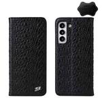 For Samsung Galaxy S22+ 5G Fierre Shann Crocodile Texture Magnetic Genuine Leather Phone Case(Black)