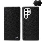 For Samsung Galaxy S22 Ultra 5G Fierre Shann Crocodile Texture Magnetic Genuine Leather Phone Case(Black)