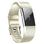 For FITBIT Charge 2 Checkered Metal Watch Band(Golden)
