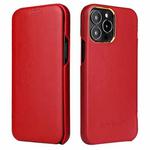 For iPhone 13 Pro Max Fierre Shann Magnetic Genuine Leather Phone Case (Red)