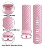 For FITBIT Charge 3 Official Pattern Metallic Watch Band(Rose Gold)