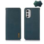 For Motorola Moto E32 4G KHAZNEH Nappa Top Layer Cowhide Leather Phone Case(Green)