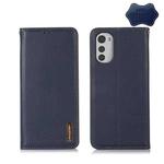 For Motorola Moto E32 4G KHAZNEH Nappa Top Layer Cowhide Leather Phone Case(Blue)