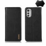 For Motorola Moto E32 4G KHAZNEH Nappa Top Layer Cowhide Leather Phone Case(Black)