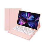 C12B Detachable Pen Slot Bluetooth Keyboard Leather Tablet Case For iPad Pro 12.9 inch 2021/2020/2018(Pink)