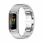 For Fitbit Charge5 Mijobs Bamboo Stainless Steel Metal Watch Band(Silver)