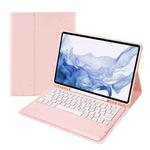T800B Pen Slot Detachable Bluetooth Keyboard Leather Tablet Case For Samsung Galaxy Tab S8+/S7+/S7 FE(Pink)