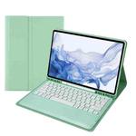 T800B Pen Slot Detachable Bluetooth Keyboard Leather Tablet Case For Samsung Galaxy Tab S8+/S7+/S7 FE(Mint Green)