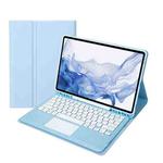 T800B-A Touch Pad Detachable Bluetooth Keyboard Leather Tablet Case For Samsung Galaxy Tab S8+/S7+/S7 FE(Sky Blue)