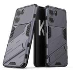 For OPPO K10 5G China Punk Armor 2 in 1 PC + TPU Shockproof Phone Case with Invisible Holder(Grey)