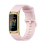 For Fitbit Charge 5 Mijobs Soft Silicone  Watch Band(Pink+Gold)