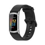 For Fitbit Charge 5 Mijobs Soft Silicone  Watch Band(Black+Silver)