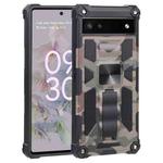 For Google Pixel 6a Camouflage Armor TPU + PC Magnetic Holder Phone Case(Army Green)