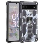 For Google Pixel 6a Camouflage Armor TPU + PC Magnetic Holder Phone Case (Grey)