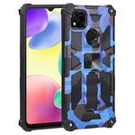 For Xiaomi Redmi 10A Camouflage Armor TPU + PC Magnetic Holder Phone Case(Dark Blue)