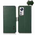 For Xiaomi 12 Lite KHAZNEH Side-Magnetic Litchi Genuine Leather RFID Phone Case(Green)