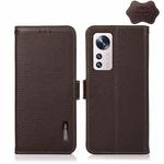 For Xiaomi 12 Lite KHAZNEH Side-Magnetic Litchi Genuine Leather RFID Phone Case(Brown)