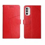 For Motorola Moto G82 Y Stitching Horizontal Flip Leather Phone Case(Red)