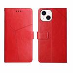 For iPhone 14 Y Stitching Horizontal Flip Leather Phone Case (Red)