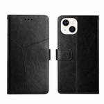 For iPhone 14 Y Stitching Horizontal Flip Leather Phone Case (Black)