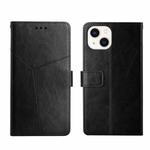 For iPhone 14 Plus Y Stitching Horizontal Flip Leather Phone Case  (Black)