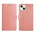 For iPhone 14 Plus Y Stitching Horizontal Flip Leather Phone Case  (Rose Gold)