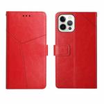 For iPhone 14 Pro Y Stitching Horizontal Flip Leather Phone Case (Red)