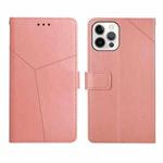 For iPhone 14 Pro Y Stitching Horizontal Flip Leather Phone Case (Rose Gold)