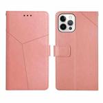 For iPhone 14 Pro Max Y Stitching Horizontal Flip Leather Phone Case (Rose Gold)