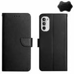 For Motorola Moto G82 Genuine Leather Fingerprint-proof Horizontal Flip Phone Case(Black)