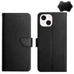 For iPhone 14 Genuine Leather Fingerprint-proof Horizontal Flip Phone Case (Black)