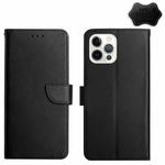 For iPhone 14 Pro Max Genuine Leather Fingerprint-proof Horizontal Flip Phone Case (Black)