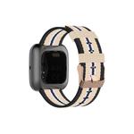 For FITBIT Versa Canvas Watch Band(Black Beige)