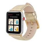 Glitter Genuine Leather Watch Band For Apple Watch Ultra 49mm / Series 8&7 45mm / SE 2&6&SE&5&4 44mm / 3&2&1 42mm(Gold)