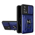 For Motorola Edge 20 Pro Sliding Camshield TPU+PC Phone Case with Card Slot(Sapphire Blue)