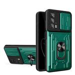 For Motorola Edge 20 Pro Sliding Camshield TPU+PC Phone Case with Card Slot(Dark Green)