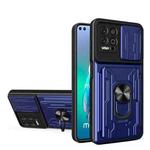 For Motorola Moto G100 Sliding Camshield TPU+PC Phone Case with Card Slot(Sapphire Blue)
