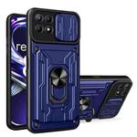 For OPPO Realme 8i Sliding Camshield TPU+PC Phone Case with Card Slot(Sapphire Blue)