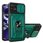 For OPPO Realme 8i Sliding Camshield TPU+PC Phone Case with Card Slot(Dark Green)