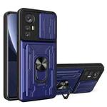 For Xiaomi 12 Pro Sliding Camshield TPU+PC Phone Case with Card Slot(Sapphire Blue)