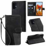 For OPPO A74 4G Splicing Leather Phone Case(Black)