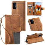 For OPPO A74 4G Splicing Leather Phone Case(Brown)